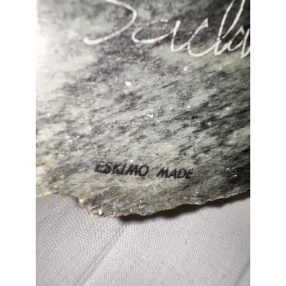 Ben Saclamana Original art sculpture Inuit Soapstone large Bear Seal Carving aut - Picture 16 of 16